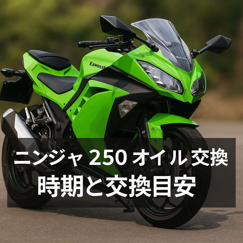 Kawasakiライムグリーンのニンジャ250がたたずむ